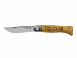 Zsebkés Opinel 8 Zavírací Inox Bükk Motiv Kance