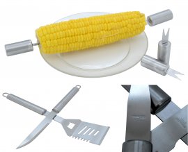 Grillező szerszámkészlet, 30 db, ALU koffer