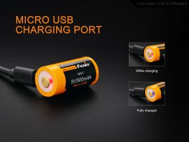 Fenix RCR123A/16340 (Li-ion) újratölthető USB akkumulátor