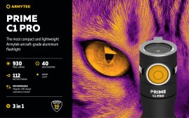 Zseblámpa Armytek Prime C1 Pro meleg fény