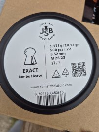Értékelések: Diabolo JSB Exact Jumbo Heavy 5,52mm 500db - 2