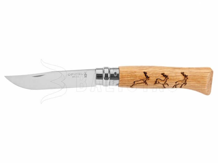 Opinel 8 zsebkés Inox bükk Szarvas motívum
