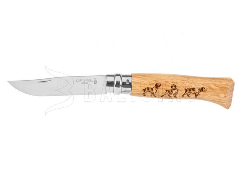 Opinel 8 zsebkés Inox bükk kutyás motívummal