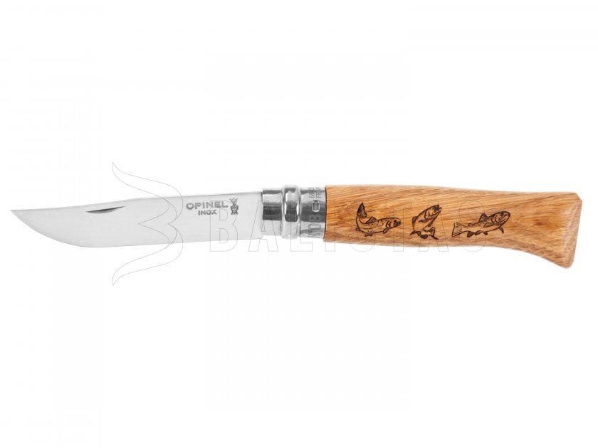 Zsebkés Opinel 8 Zavírací Inox Bükk Motiv Ryby