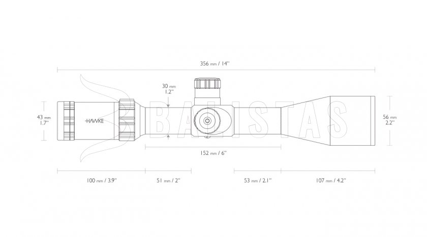 Távcső Hawke Sidewinder 30 SF 3-12x50 10x Half MD