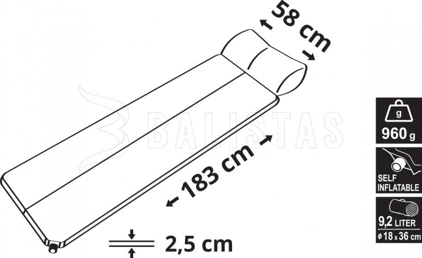 Önfelfújó matrac Cattara Navy 2,5cm párnával