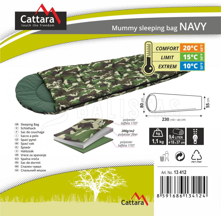 Múmia hálózsák Navy 200cm