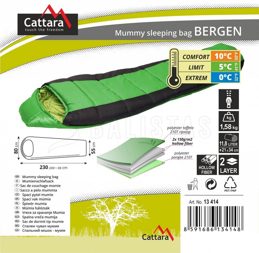 Múmia hálózsák Bergen 210cm