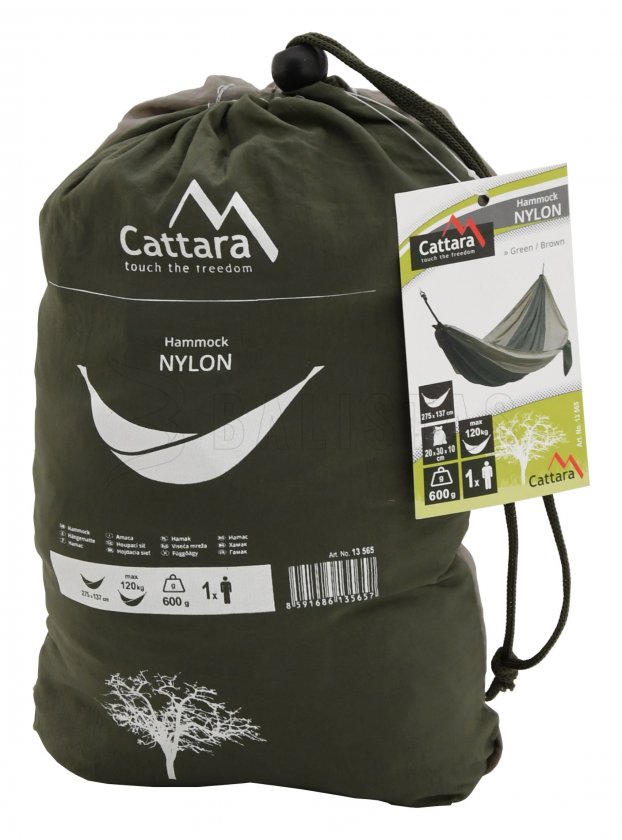 NYLON függőágy 275x137 cm zöld-barna