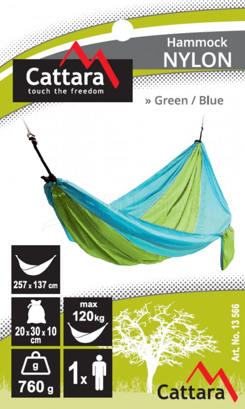 NYLON függőágy 275x137 cm zöld-kék