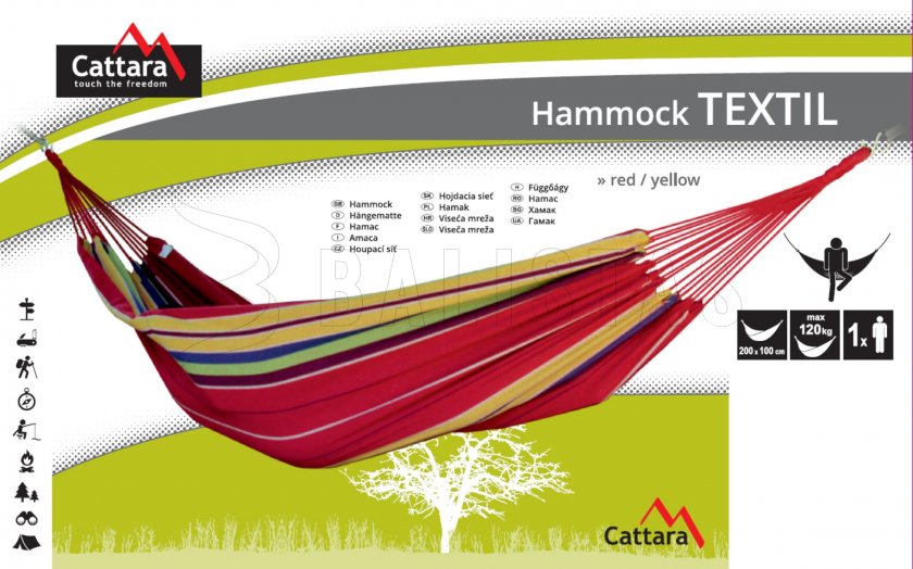 TEXTIL függőágy 200x100 cm piros-sárga
