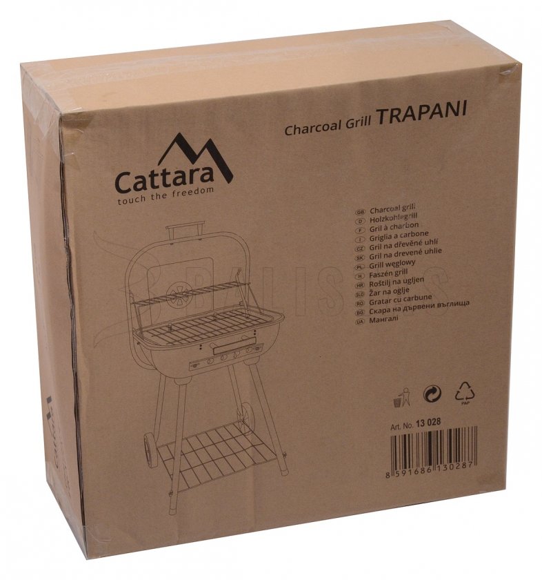 Trapani téglalap alakú faszenes grill, 46 cm