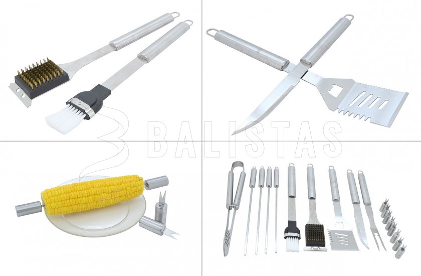 Grillező szerszámkészlet, 18 db, ALU koffer