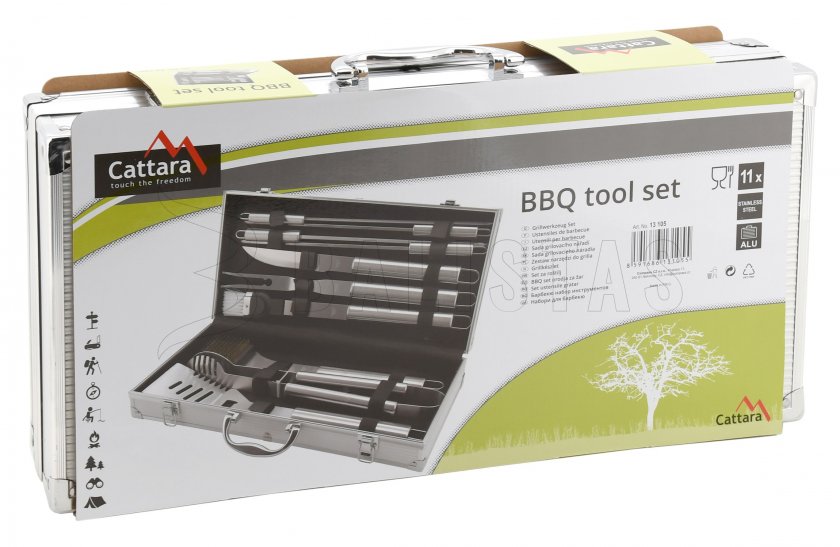 Grillező szerszámkészlet 11 db ALU koffer