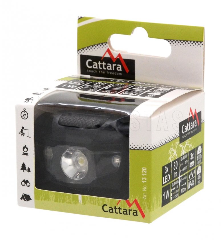 LED fejlámpa 80 lm fekete