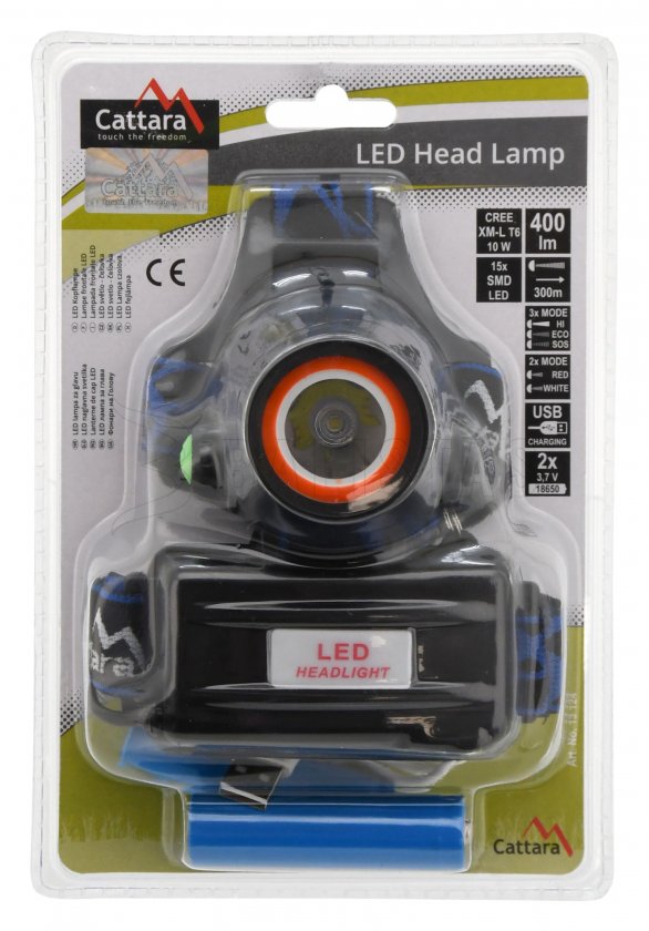 LED fejlámpa 400 lm (1x XM-L+15x SMD)