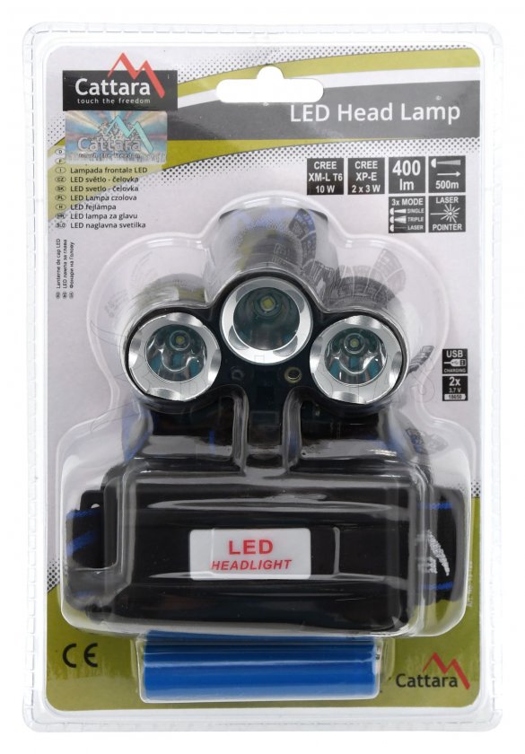 Fejlámpa LED 400lm (1x XM-L+2x XP-E)