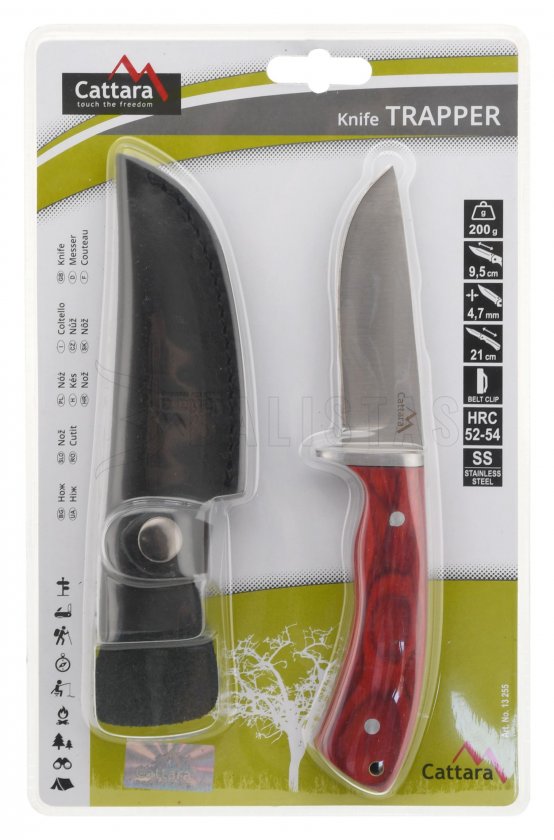 Tőr Trapper 21 cm bőrtokkal