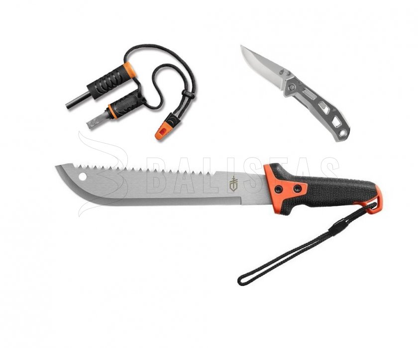 Gerber Overcome készlet – machete, kés, tűzcsiholó