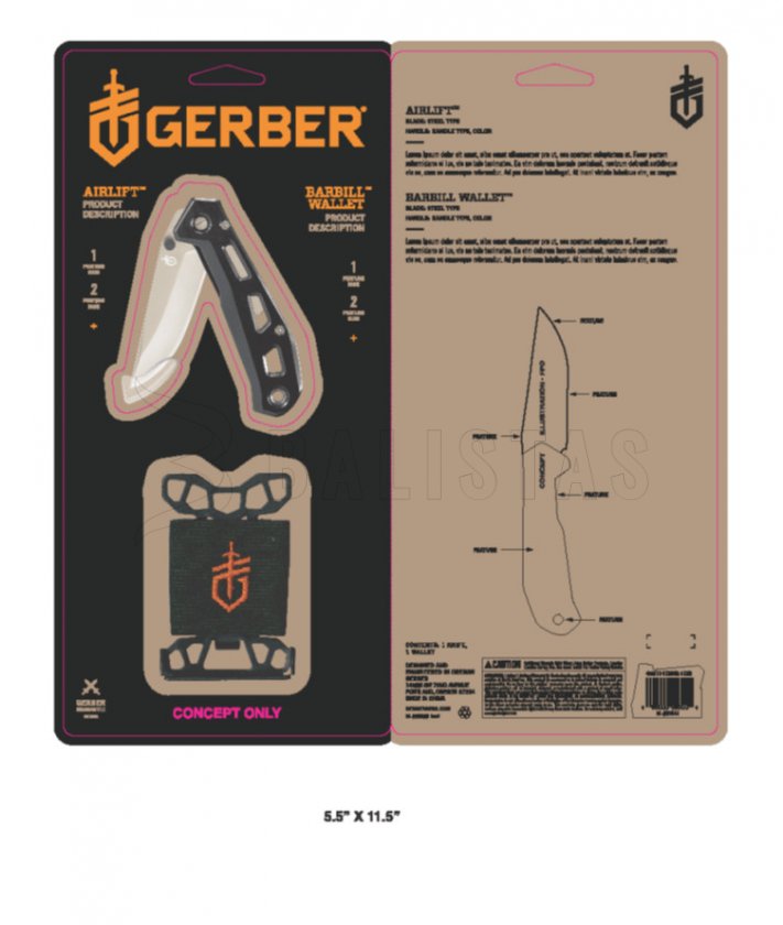 Gerber Airlift Black kés szett + Barbill Wallet Black pénztárca