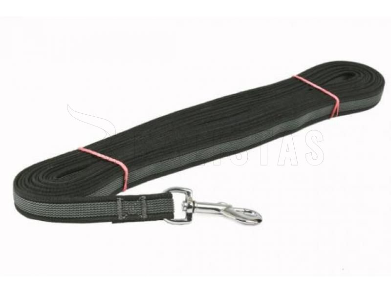 Stopovací póráz Dogtrace ezüst csattal 12mm,10m fekete