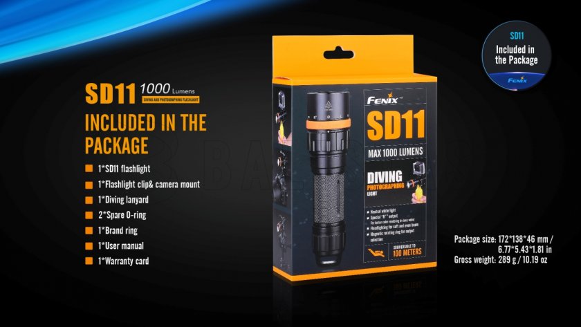 Búvár LED lámpa Fenix SD11