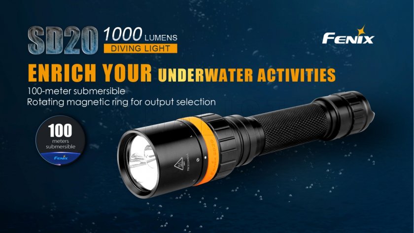 Búvár LED lámpa Fenix SD20