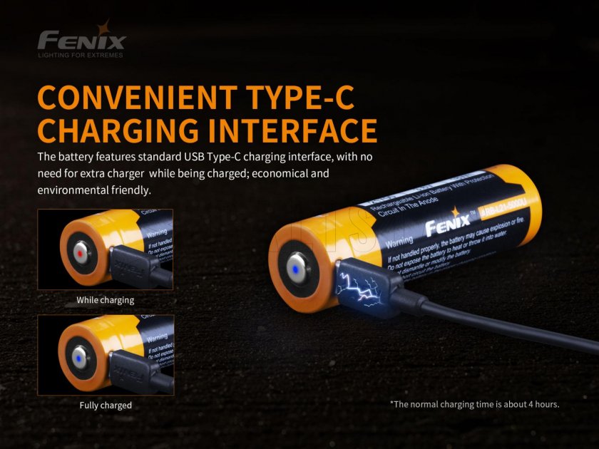 Fenix 21700 5000 mAh USB-C tölthető akkumulátor (Li-Ion)