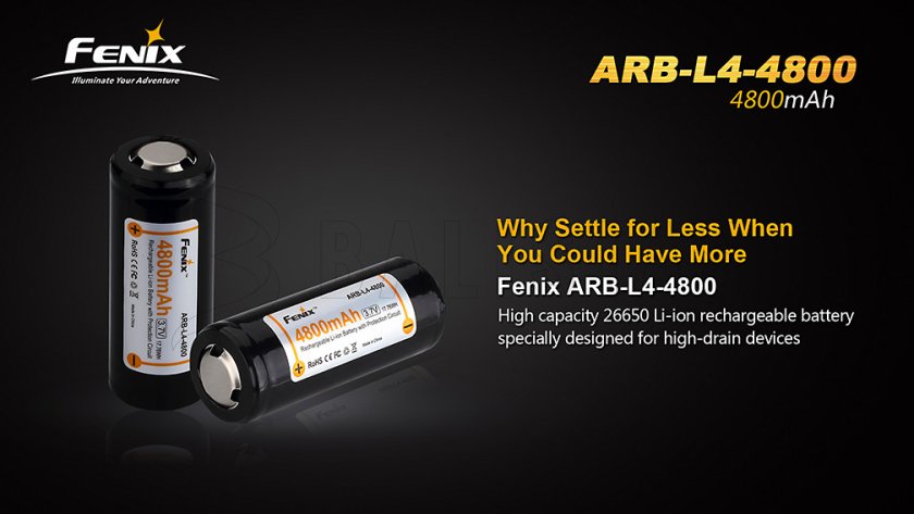 Újratölthető akkumulátor Fenix 26650 4800 mAh (Li-Ion)