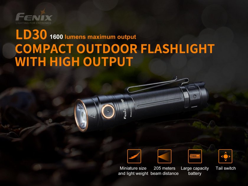 Fenix LD30 zseblámpa + USB akkumulátor 3500 mAh