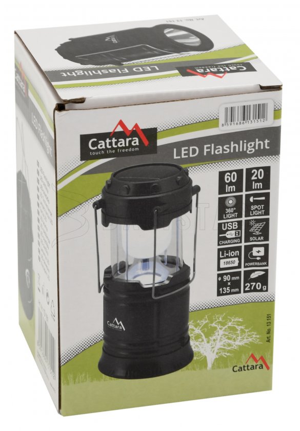 Cattara LED 20/60lm tölthető kempinglámpa, kihúzható