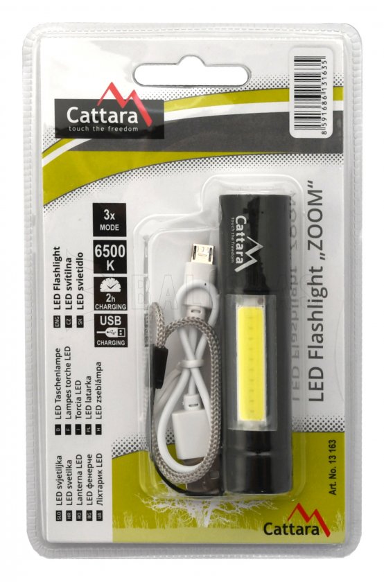 Zseblámpa LED Cattara 120lm, újratölthető