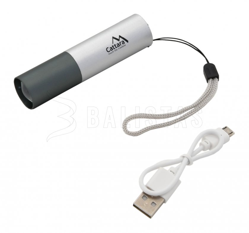 Zseblámpa LED Cattara 120lm ZOOM, újratölthető, SILVER