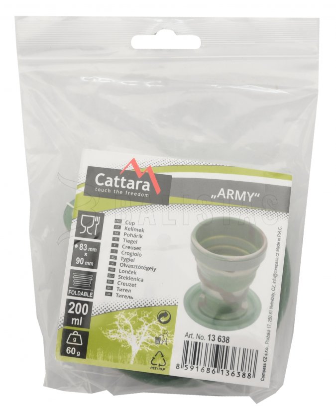 Szilícium‑szilikon összehajtható pohár ARMY 200ml