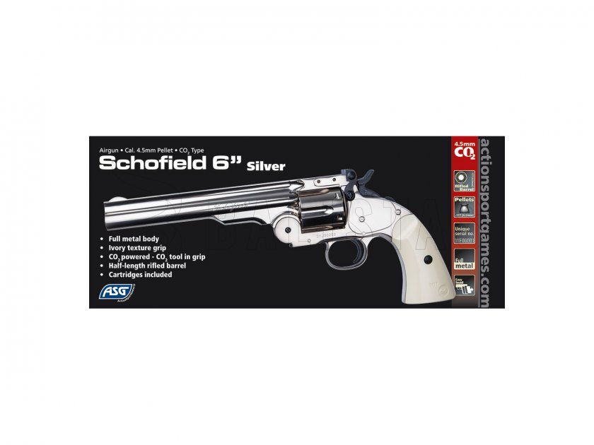 Légpisztoly revolver ASG Schofield 6" Silver 4,5mm Diabolo