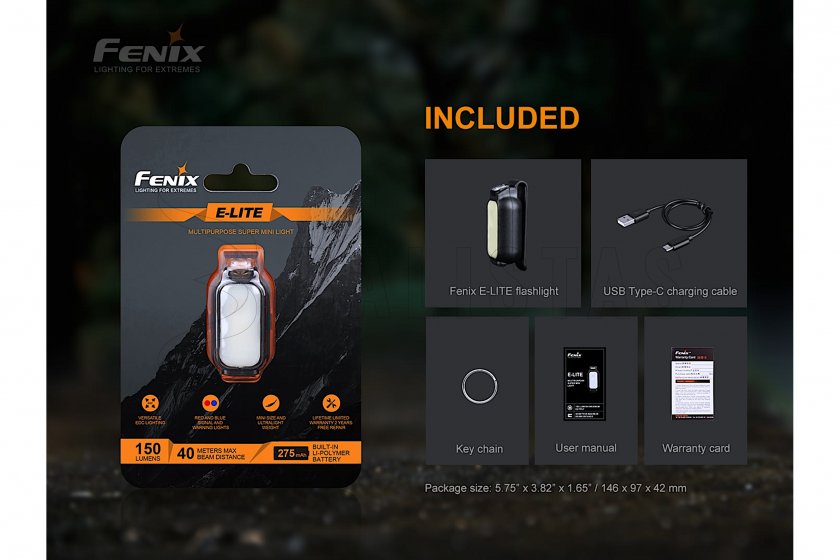 Tölthető Fenix E-LITE zseblámpa