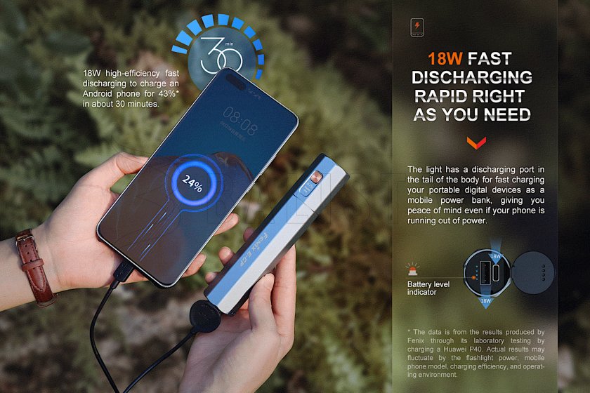 Fenix E-CP fekete zseblámpa powerbank funkcióval