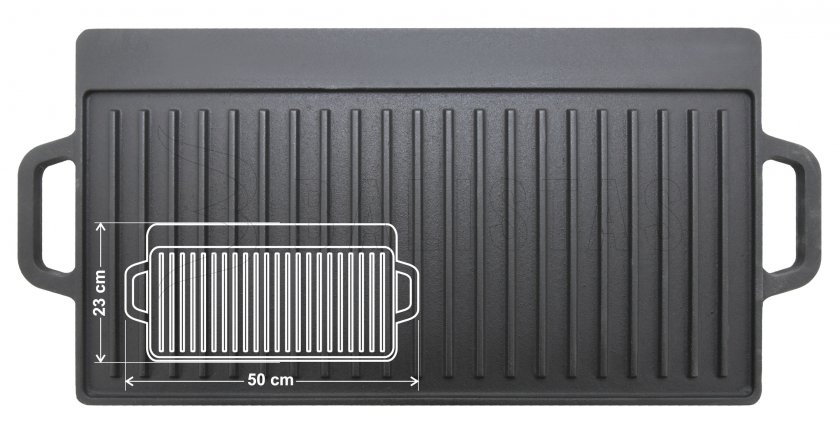 Kétrészes grill lap, kétoldalas, 50x23x1,4cm