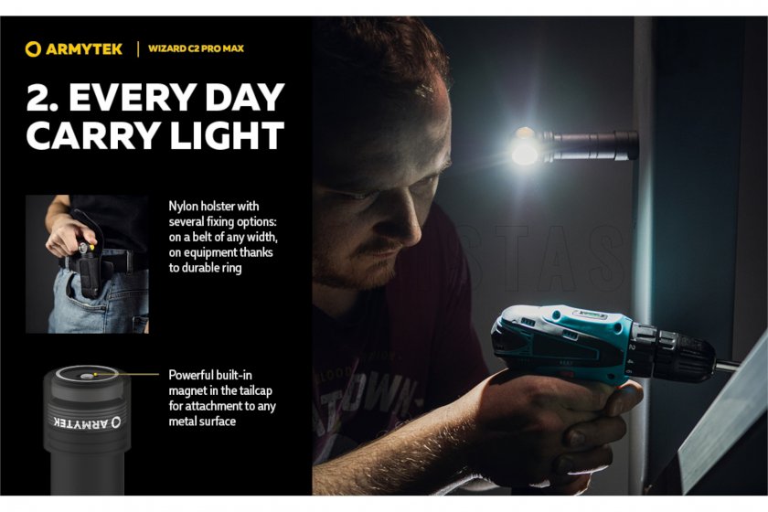 Fejlámpa Armytek Wizard C2 Pro MAX Meleg fény