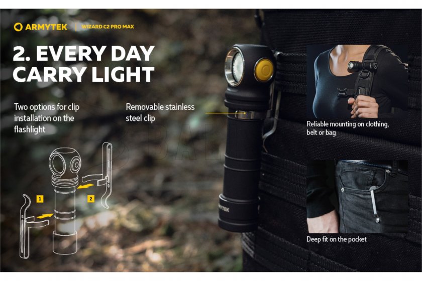 Fejlámpa Armytek Wizard C2 Pro MAX Meleg fény