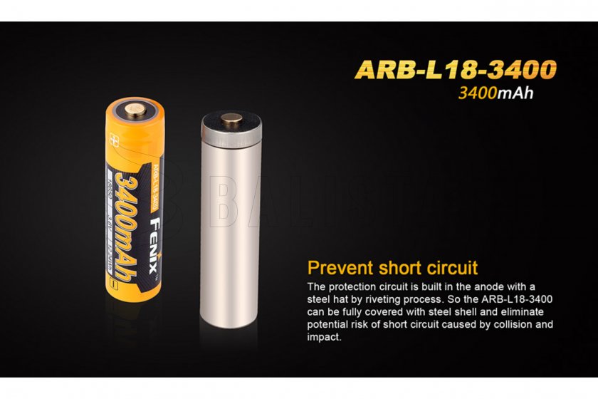 Újratölthető akkumulátor Fenix 18650 3400 mAh (Li-ion)