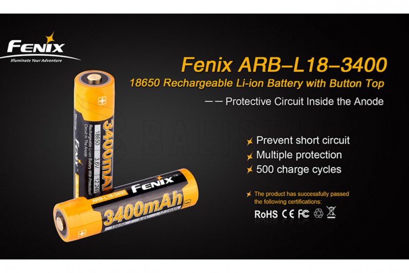 Újratölthető akkumulátor Fenix 18650 3400 mAh (Li-ion)