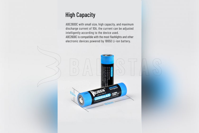 Elem Wuben 2600B/18650 Li-Ion 2600mAh