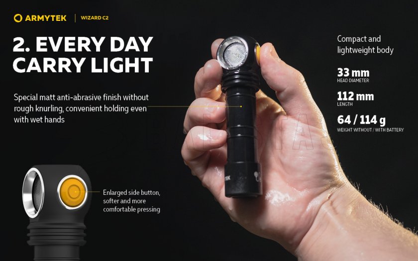 Fejlámpa Armytek Wizard C2 Hideg fény