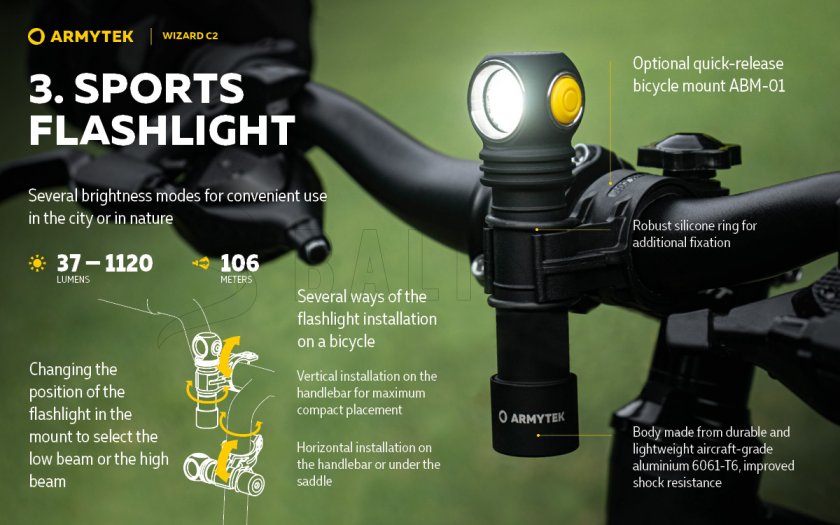 Fejlámpa Armytek Wizard C2 Hideg fény