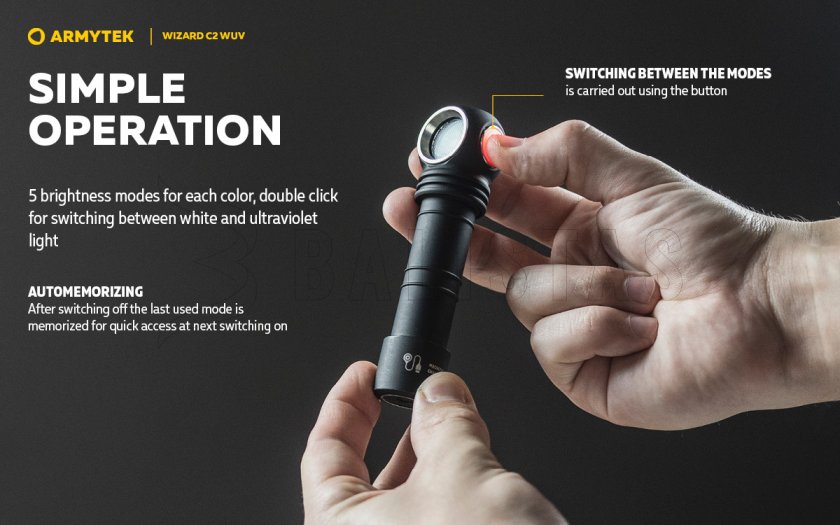 Fejlámpa Armytek Wizard C2 WUV