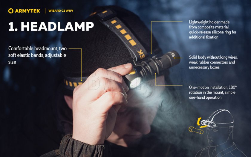 Fejlámpa Armytek Wizard C2 WUV
