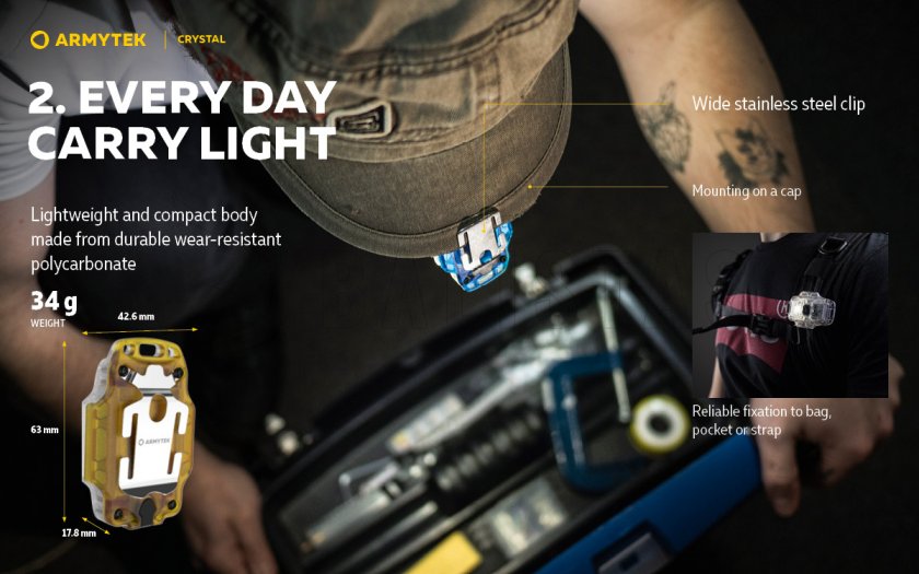 Multifunkciós fejlámpa Armytek Crystal Green