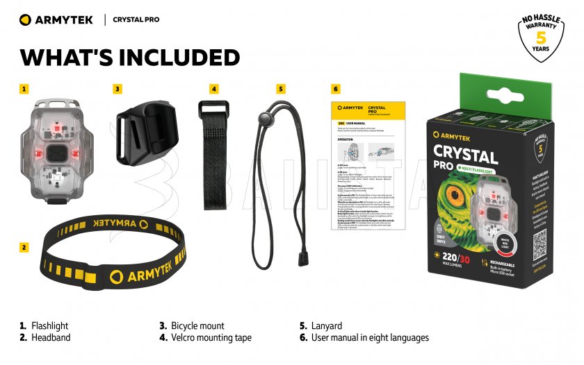 Multifunkciós lámpa Armytek Crystal Pro - sárga