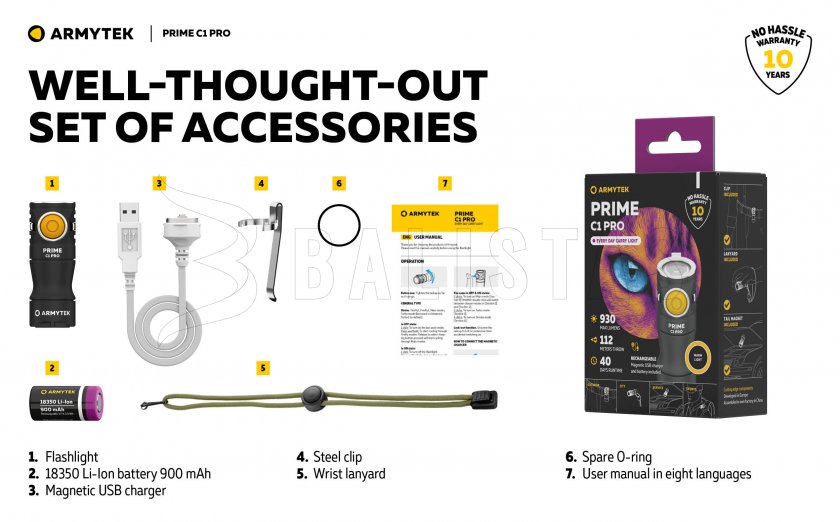 Zseblámpa Armytek Prime C1 Pro meleg fény